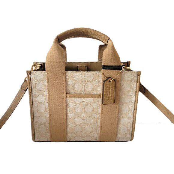 Coach Handbags - Coach CAR78 Signature Jacquard Smith Tote 24 Crossbody Handbag Light Khaki